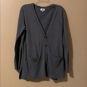 grey cardigan